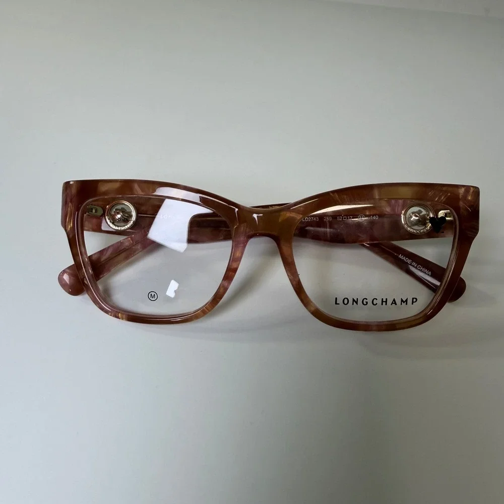Longchamp LO2743 Square Eyeglasses‎ Marbled Pink Brown Designer Frames 52-17-140